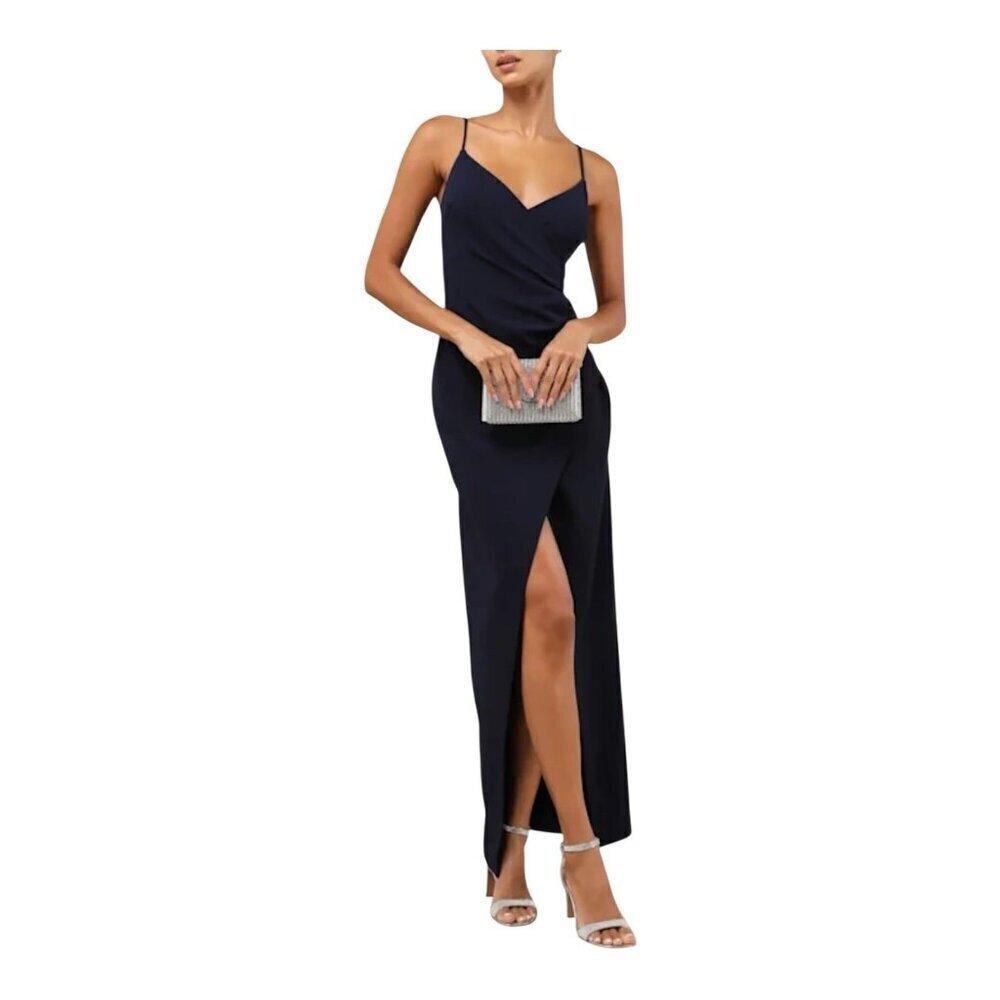 Lulus Sweetest Admirer Navy Blue Ruched Surplice Maxi Dress Small Formal NWOT